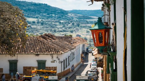 Charming colonial town of Barichara in Colombia, showcasing traditional architecture and scenic hills.